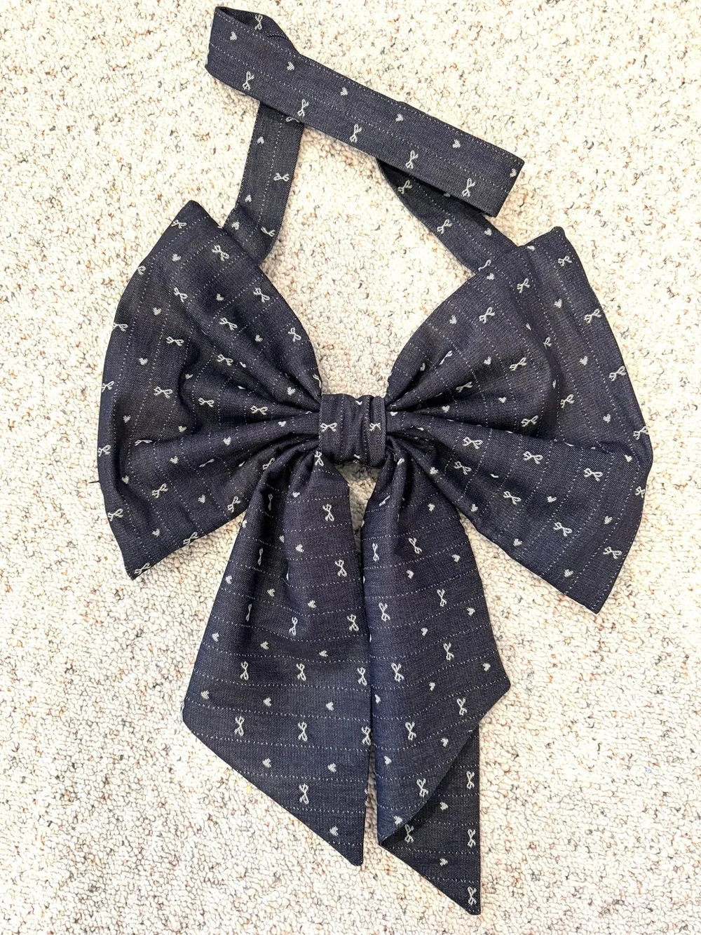 NEW Handmade Jacquard Bow Indigo Denim Bow Crossbody Bag